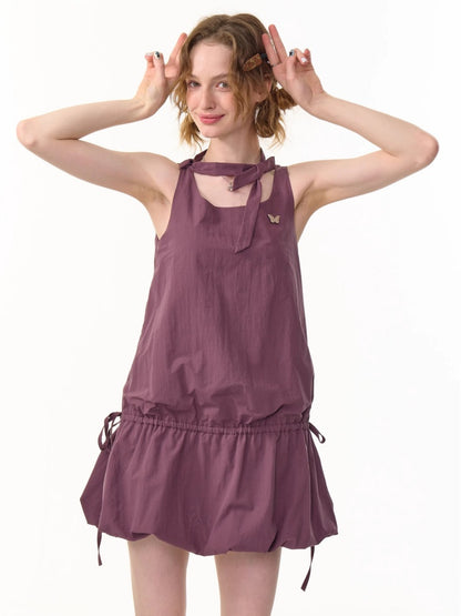 Lace-Up Bud Hem Cinched Camisole Dress【s0000013064】