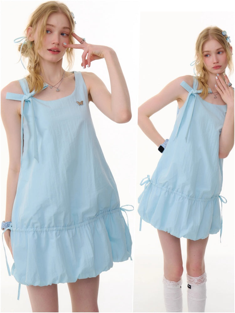 Lace-Up Bud Hem Cinched Camisole Dress【s0000013064】