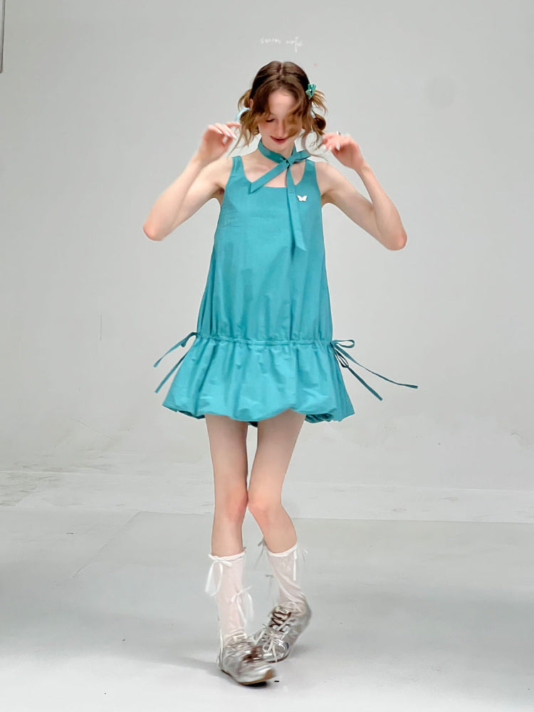Lace-Up Bud Hem Cinched Camisole Dress【s0000013064】