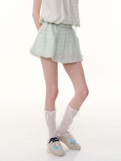 Plaid A-Line  Elastic Waist Bud Mini Skirt【s0000013067】