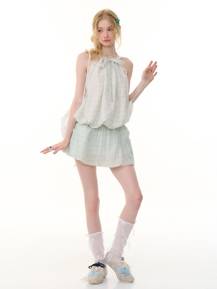 Plaid A-Line  Elastic Waist Bud Mini Skirt【s0000013067】