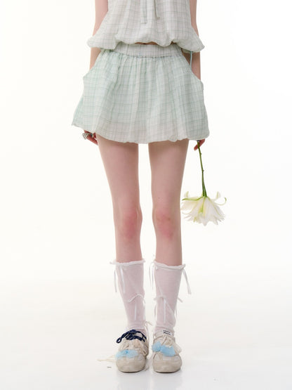 Plaid A-Line  Elastic Waist Bud Mini Skirt【s0000013067】