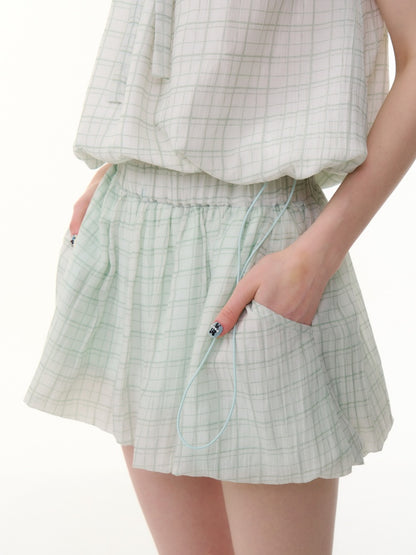 Plaid A-Line  Elastic Waist Bud Mini Skirt【s0000013067】
