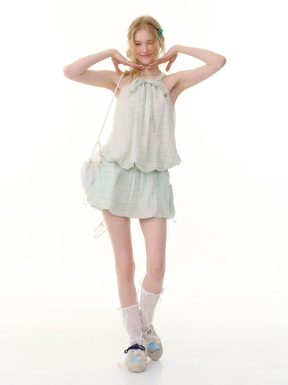 Plaid A-Line  Elastic Waist Bud Mini Skirt【s0000013067】