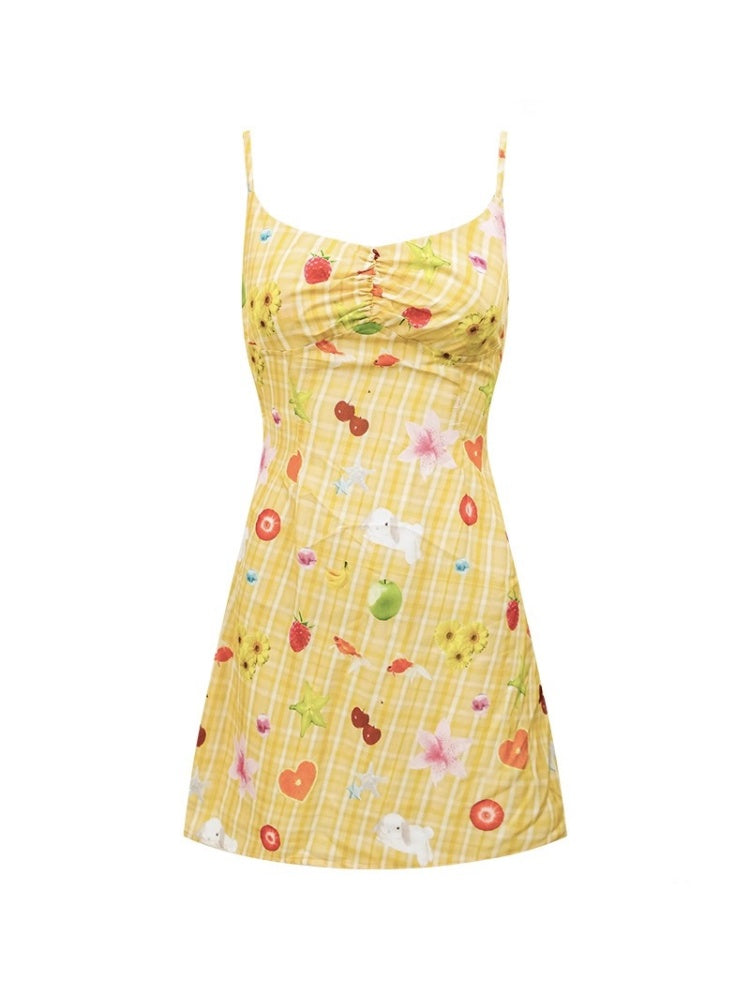 Fruit Print Waist Slim Slip Dress【s0000013081】