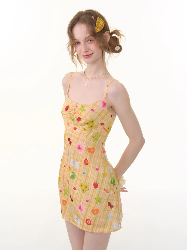 Fruit Print Waist Slim Slip Dress【s0000013081】