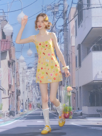 Fruit Print Waist Slim Slip Dress【s0000013081】