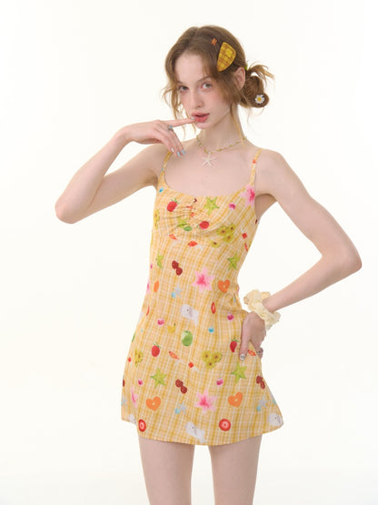 Fruit Print Waist Slim Slip Dress【s0000013081】