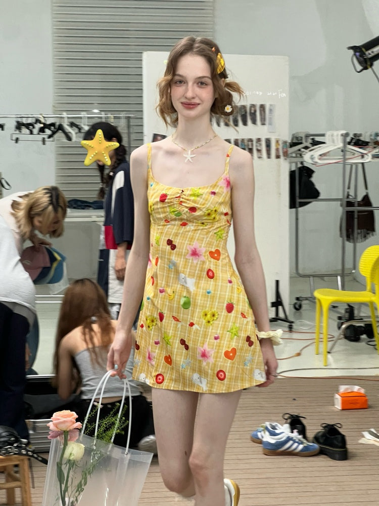 Fruit Print Waist Slim Slip Dress【s0000013081】
