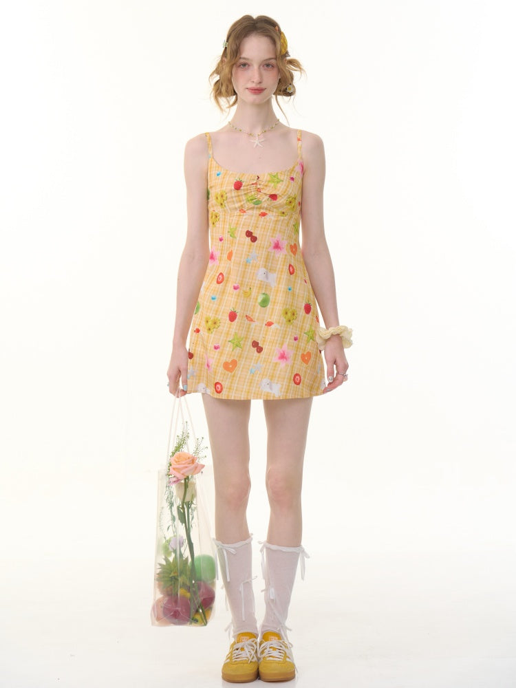 Fruit Print Waist Slim Slip Dress【s0000013081】