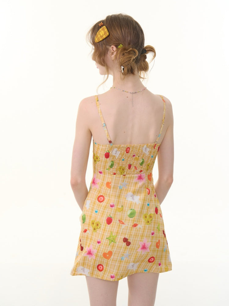 Fruit Print Waist Slim Slip Dress【s0000013081】