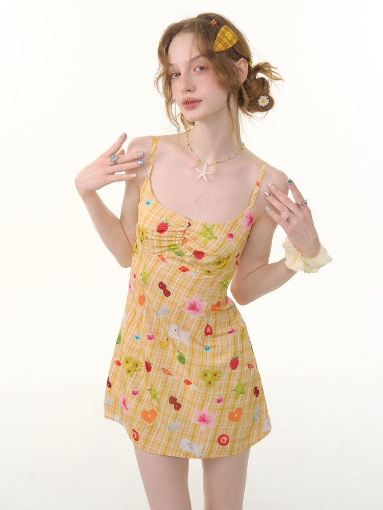 Fruit Print Waist Slim Slip Dress【s0000013081】