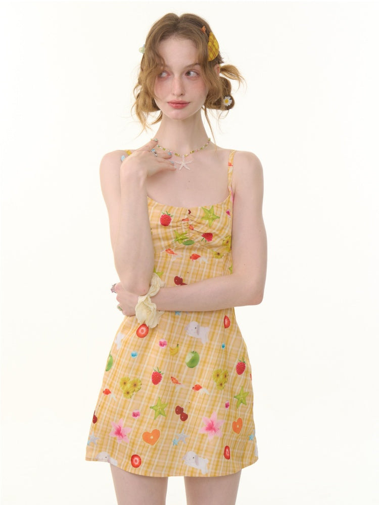Fruit Print Waist Slim Slip Dress【s0000013081】
