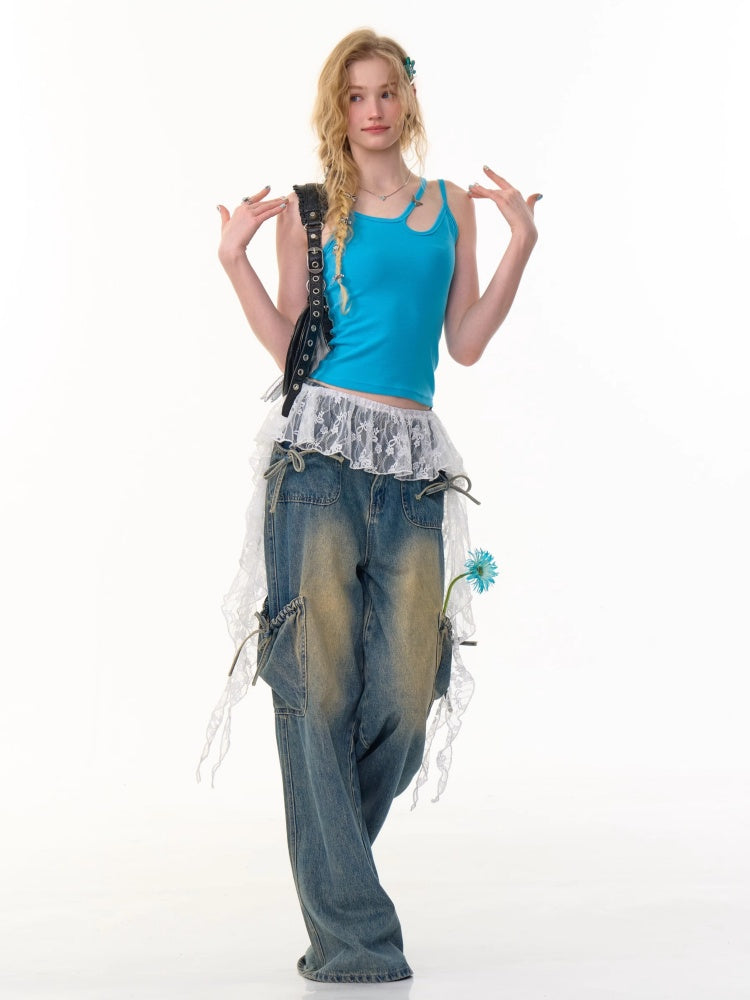 Irregular Layered Ruffle Lace Wrap Skirt【s0000013088】