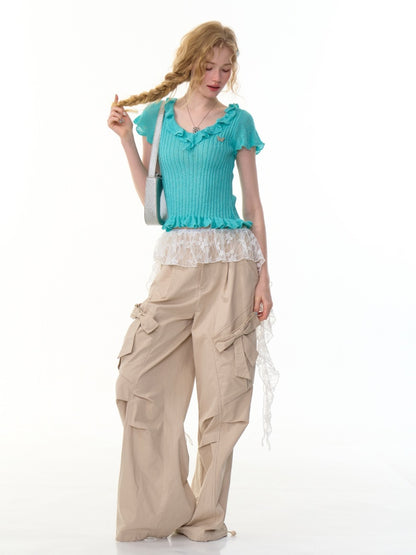 Irregular Layered Ruffle Lace Wrap Skirt【s0000013088】