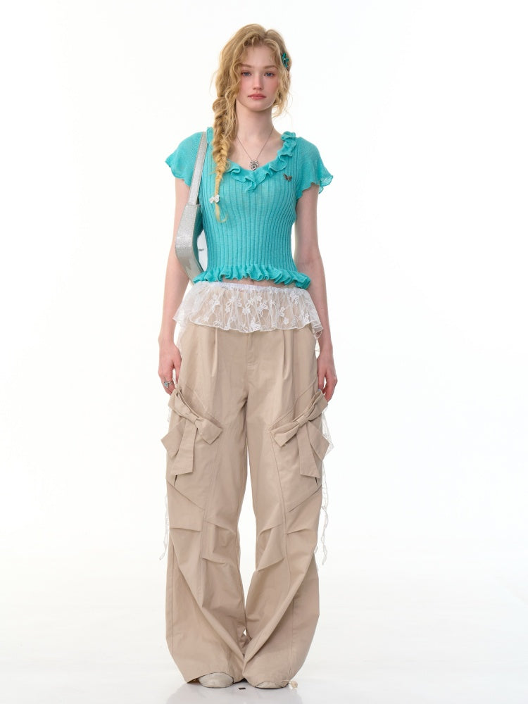 Irregular Layered Ruffle Lace Wrap Skirt【s0000013088】