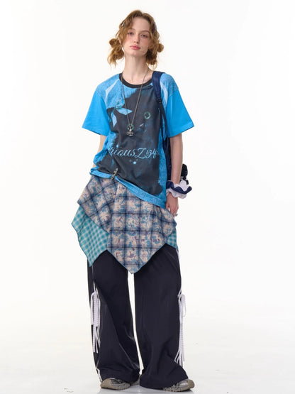 Side Lace-Up Lines Heart Cord Drawstring Hem wide Sweat Pants【s0000013093】