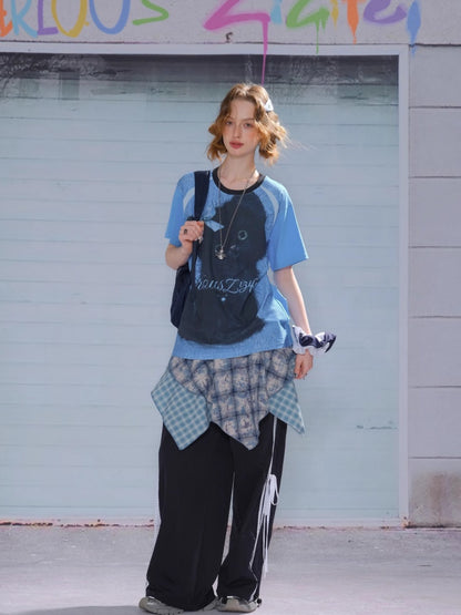 Side Lace-Up Lines Heart Cord Drawstring Hem wide Sweat Pants【s0000013093】