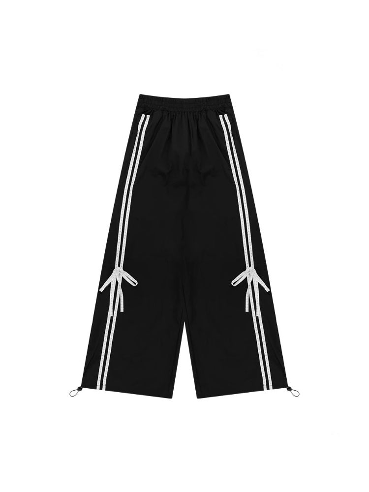 Side Lace-Up Lines Heart Cord Drawstring Hem wide Sweat Pants【s0000013093】