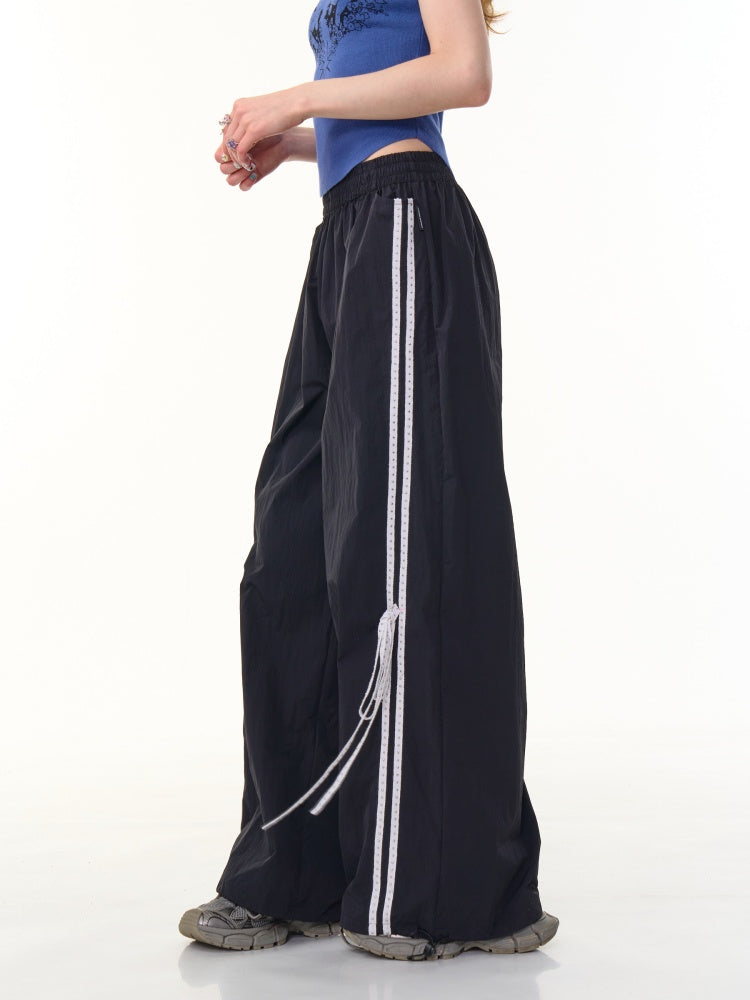 Side Lace-Up Lines Heart Cord Drawstring Hem wide Sweat Pants【s0000013093】