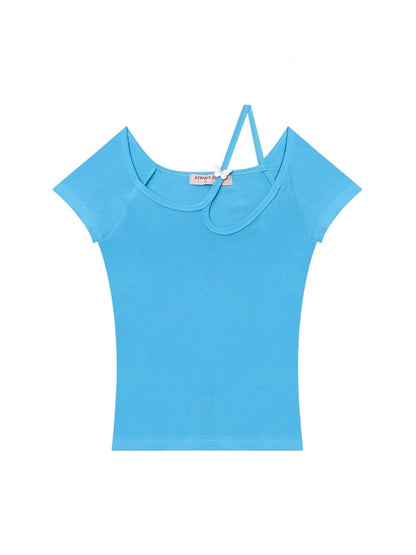 Cut-Out Strap short Sleeve T-Shirt【s0000013097】