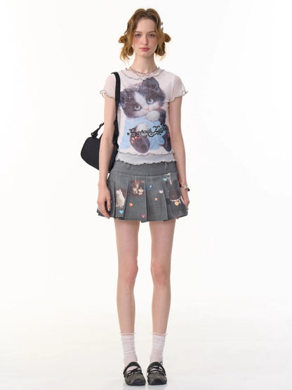 Animal Print High Waist Pleated Skirt【s0000013105】