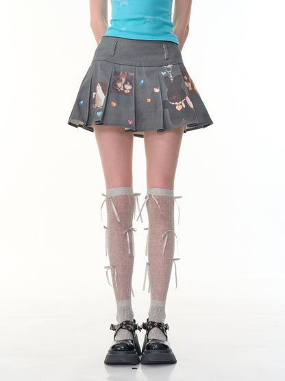 Animal Print High Waist Pleated Skirt【s0000013105】