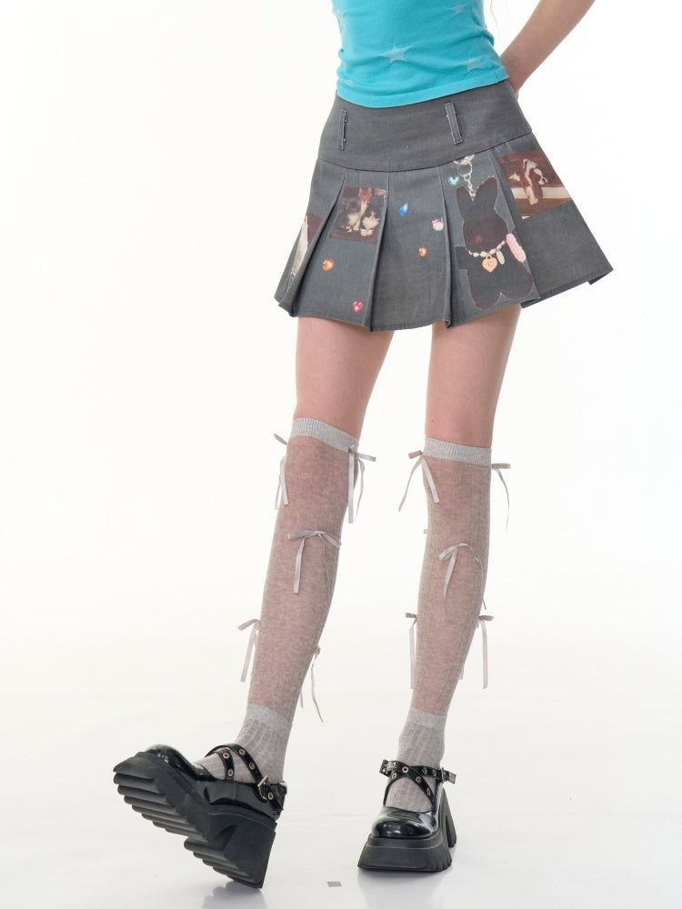 Animal Print High Waist Pleated Skirt【s0000013105】