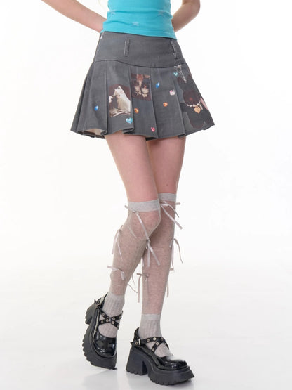 Animal Print High Waist Pleated Skirt【s0000013105】