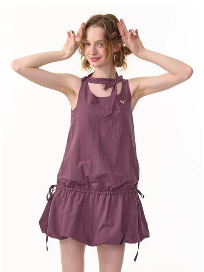 Lace-Up Bud Hem Cinched Waist Camisole Dress【s0000013108】