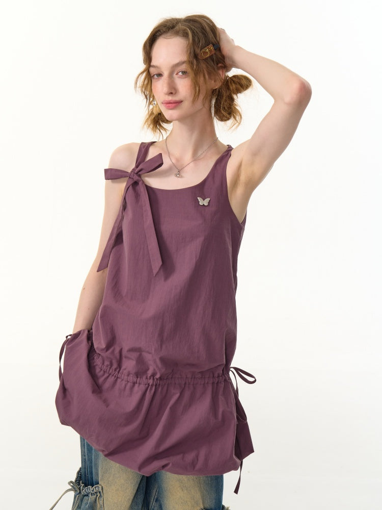 Lace-Up Bud Hem Cinched Waist Camisole Dress【s0000013108】