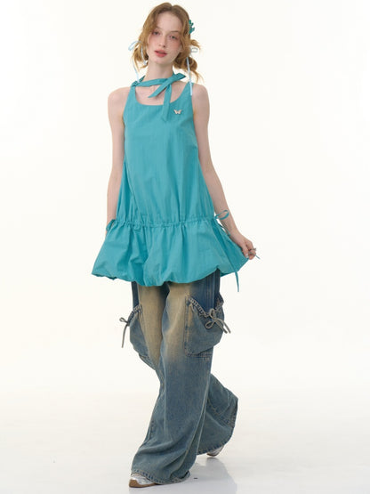 Lace-Up Bud Hem Cinched Waist Camisole Dress【s0000013108】