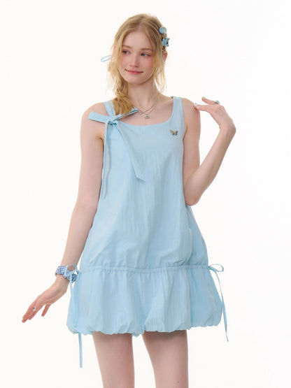Lace-Up Bud Hem Cinched Waist Camisole Dress【s0000013108】