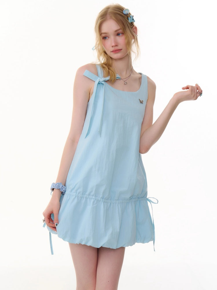 Lace-Up Bud Hem Cinched Waist Camisole Dress【s0000013108】