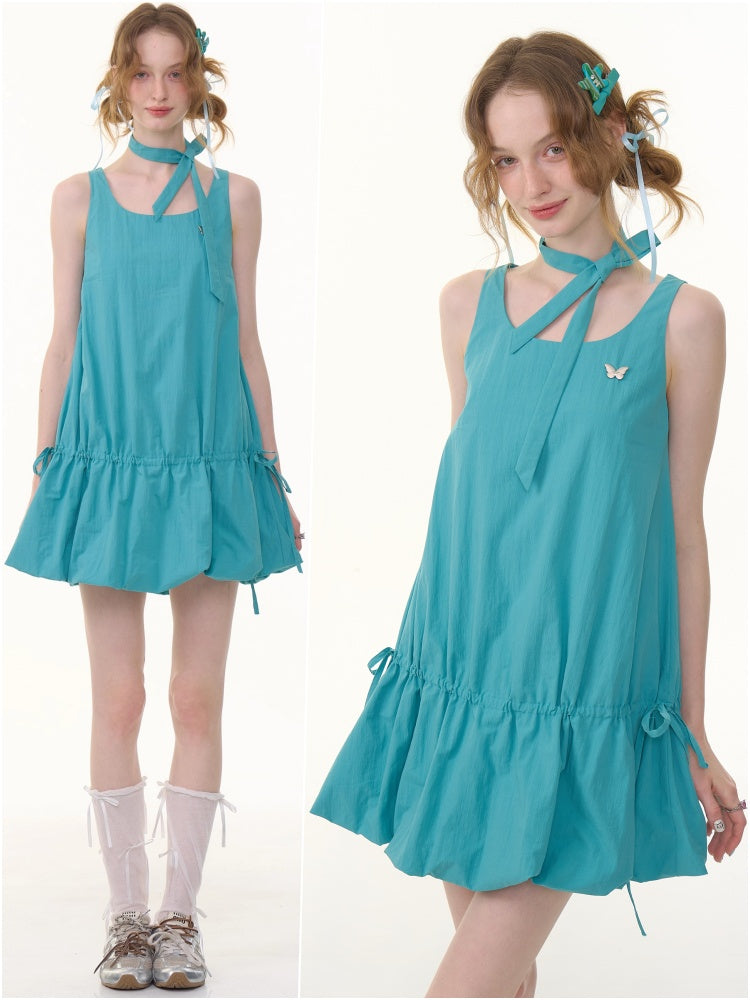 Lace-Up Bud Hem Cinched Waist Camisole Dress【s0000013108】