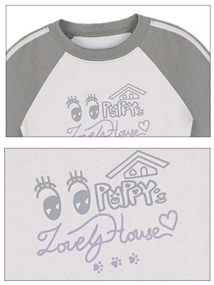 Puppy Lovely House Kid's Fun Raglan Sleeve T-Shirt【s0000013110】
