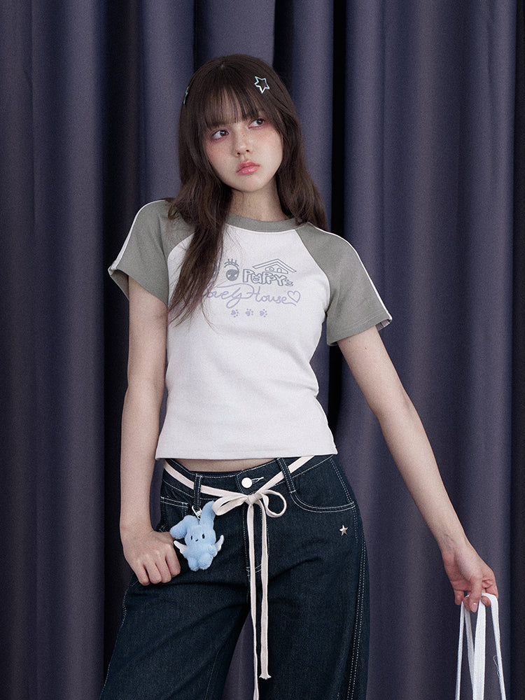 Puppy Lovely House Kid's Fun Raglan Sleeve T-Shirt【s0000013110】