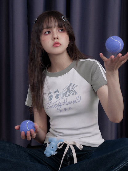 Puppy Lovely House Kid's Fun Raglan Sleeve T-Shirt【s0000013110】