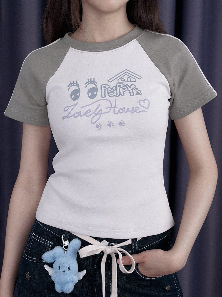 Puppy Lovely House Kid's Fun Raglan Sleeve T-Shirt【s0000013110】