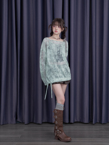 Galaxy Sprayed Printed Long Sleeved Cover-Up Tops & Camisole【s0000013113】