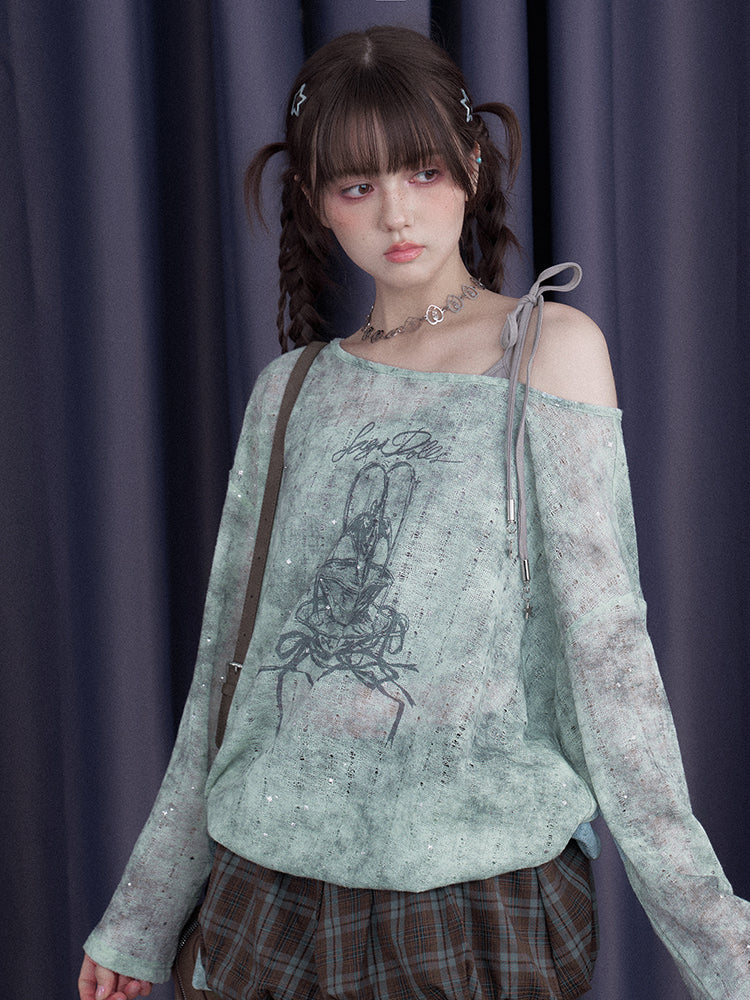 Galaxy Sprayed Printed Long Sleeved Cover-Up Tops & Camisole【s0000013113】