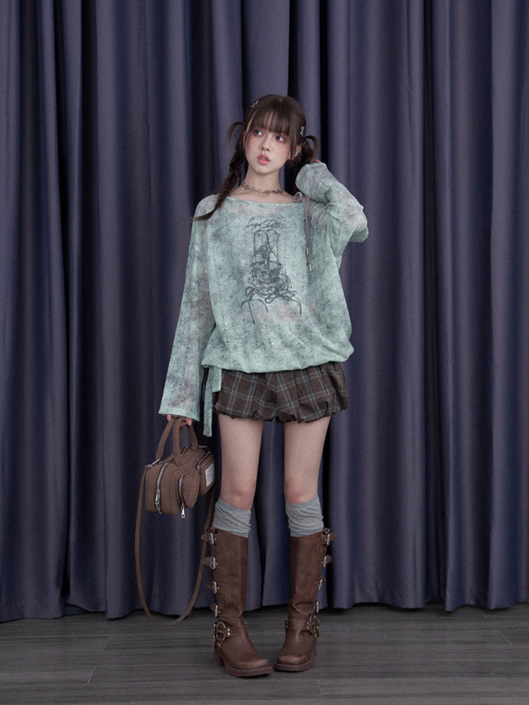 Galaxy Sprayed Printed Long Sleeved Cover-Up Tops & Camisole【s0000013113】