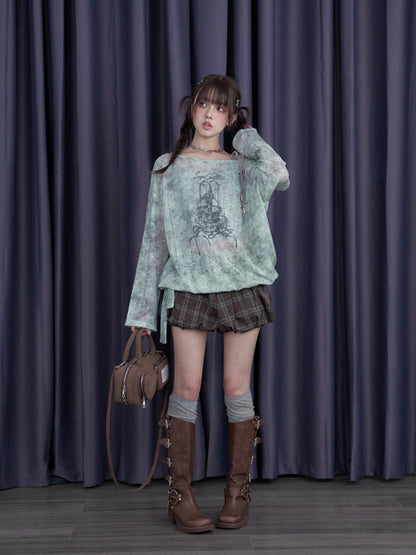 Galaxy Sprayed Printed Long Sleeved Cover-Up Tops & Camisole【s0000013113】