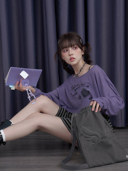 Black Cat & Star Cropped Tops【s0000013114】