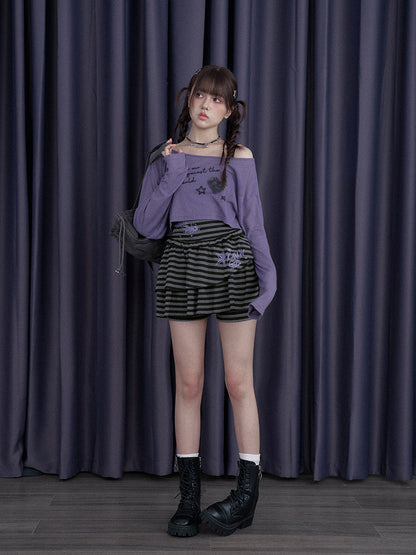 Black Cat & Star Cropped Tops【s0000013114】