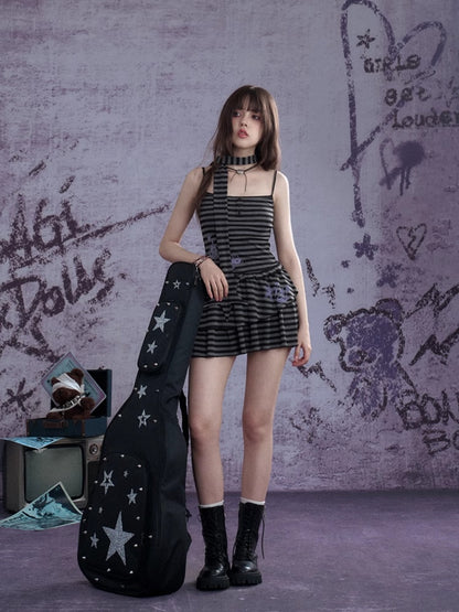 Striped Dress Shorts Scarf Three-Piece Set【s0000013115】