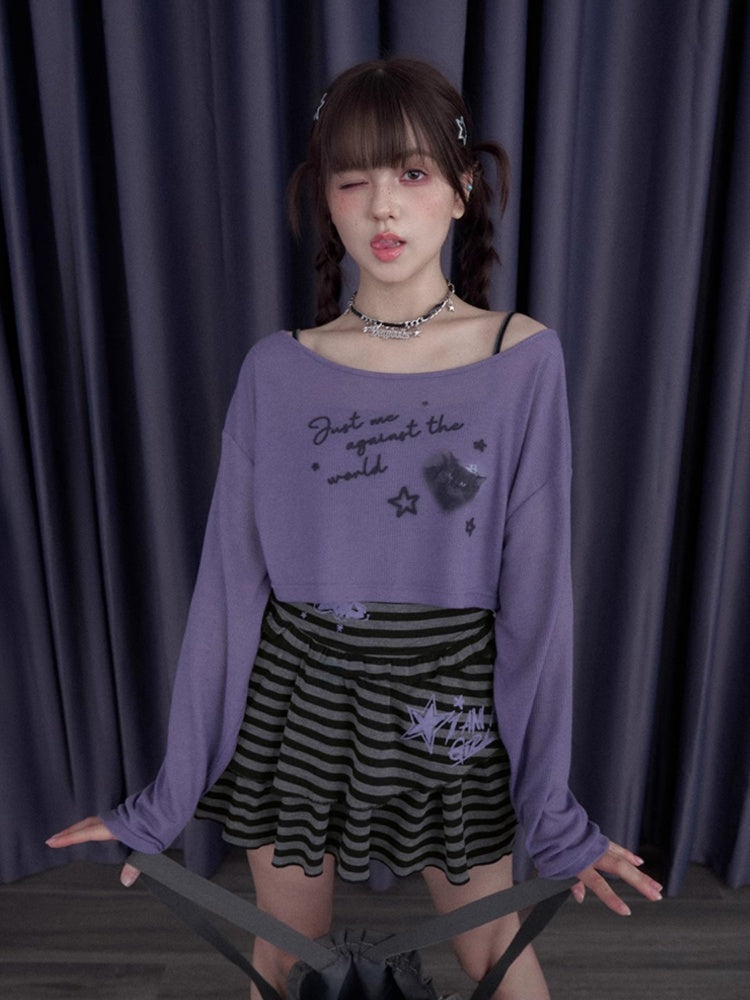 Striped Dress Shorts Scarf Three-Piece Set【s0000013115】