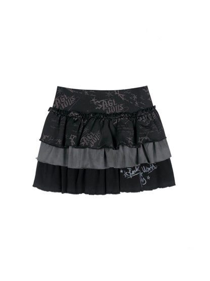 Babes Graffiti Print Cake Short Skirt【s0000013123】