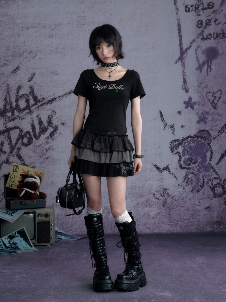 Babes Graffiti Print Cake Short Skirt【s0000013123】