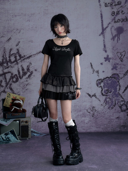 Babes Graffiti Print Cake Short Skirt【s0000013123】